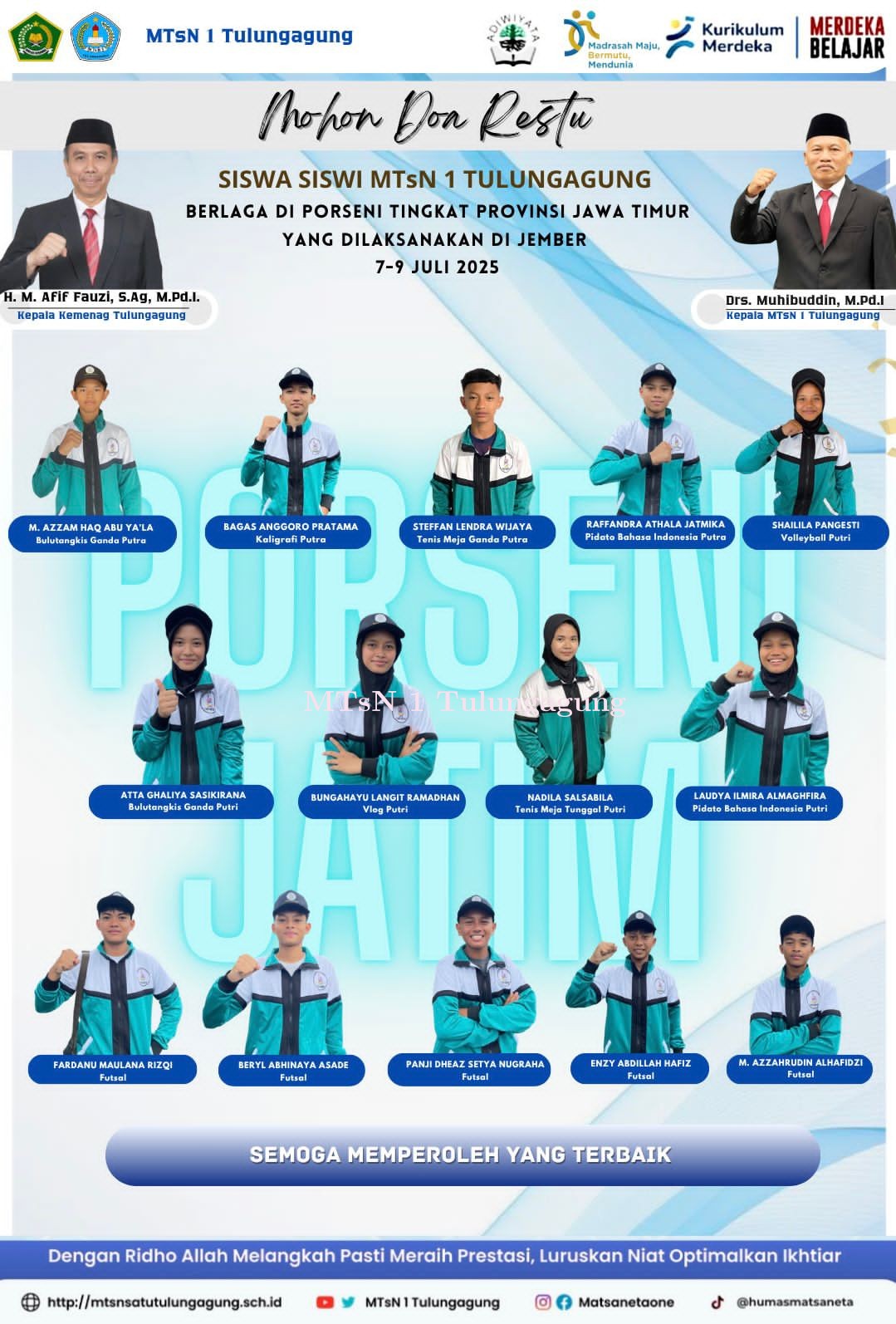 Atlet Porseni MTsN 1 Tulungagung Ikuti Pelepasan di Pendopo