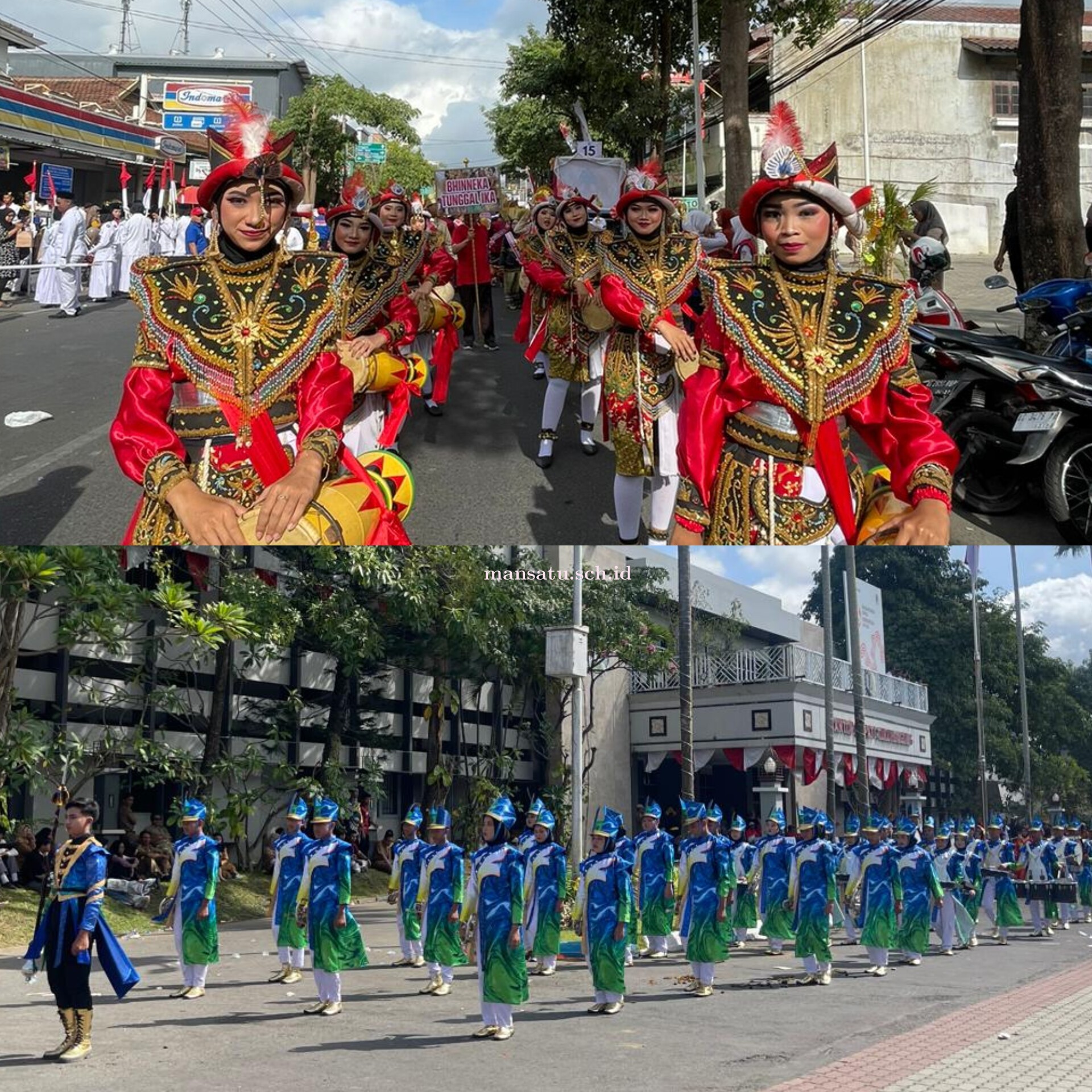 Drumband dan Reog Kendang Penggebrak Barisan Pawai Bhinneka