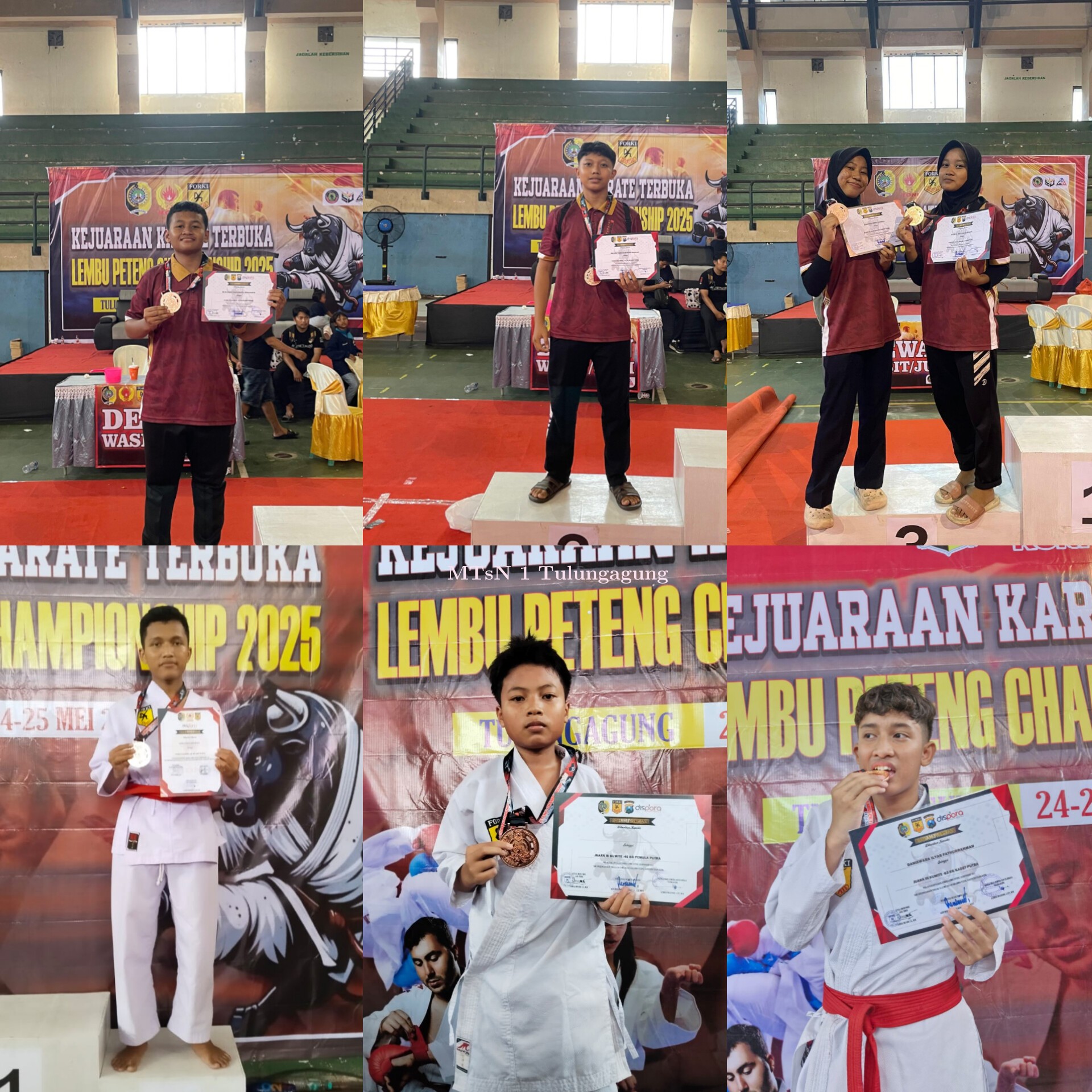 Josh! Tujuh Siswa MTsN 1 Tulungagung Sabet Juara di Kejuaraan Karate Terbuka Lembu Peteng Championsh